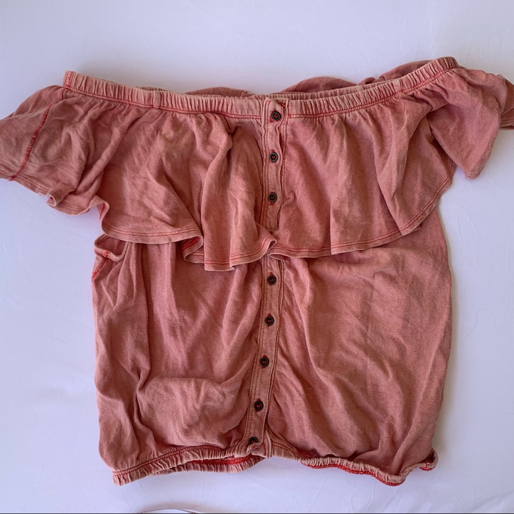 FREE PEOPLE LOVE LETTERS OFF SHOULDER CROP TOP